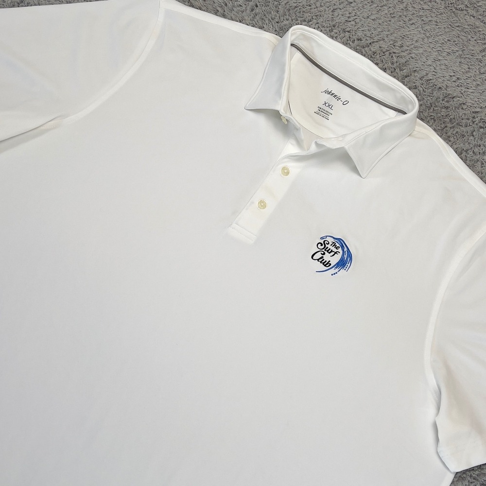 Johnnie-O Polo Shirt Mens XXL White The Surf Club Performance JMP03070 Stretch